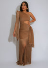 Can't Look Back Fringes Maxi Dress Gold