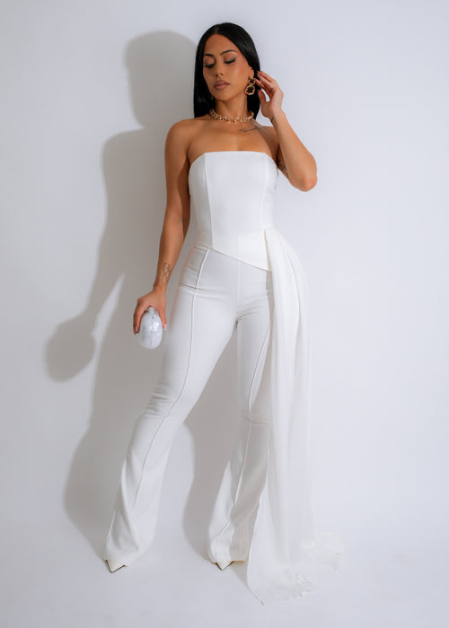 Sleek Symphony Pant Set White in soft, flowing fabric with stylish design