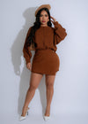 Cozy brown knit short set with comfortable and stylish design