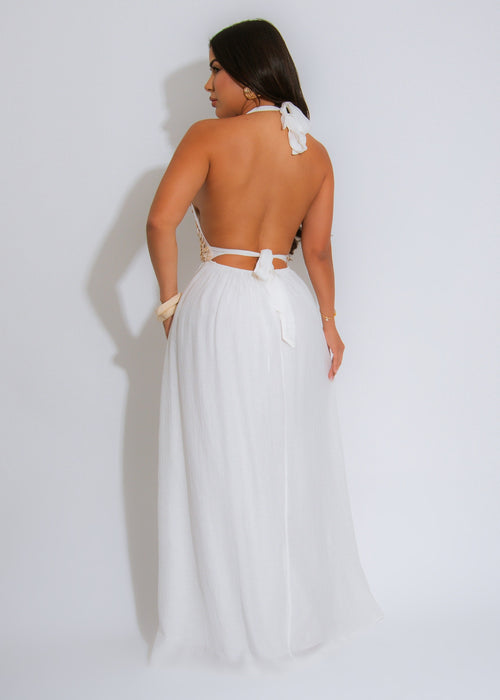 The Ocean Pearl Midi Dress White