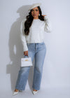 Stylish and sophisticated Elegance Embellished Knit Pearls Sweater White for a chic and elegant look