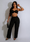 Stylish and comfortable black pant set with flowing design and modern details