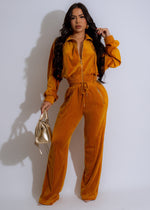 Why Wait Velvet Pant Set Yellow