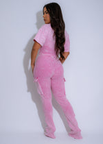 Plush Horizon Ribbed Cardo Pant Set Pink