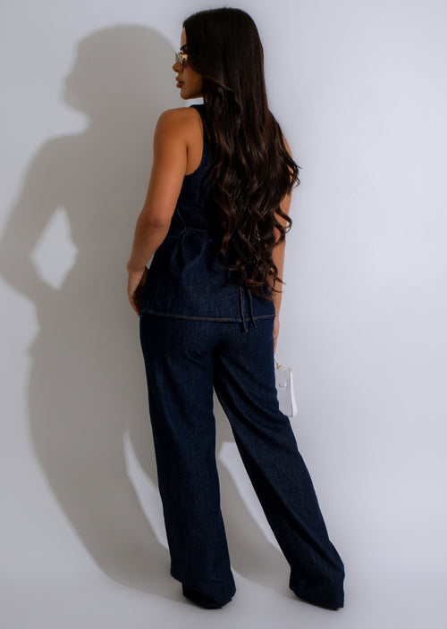 Stylish and comfortable dark denim pant set for casual everyday wear