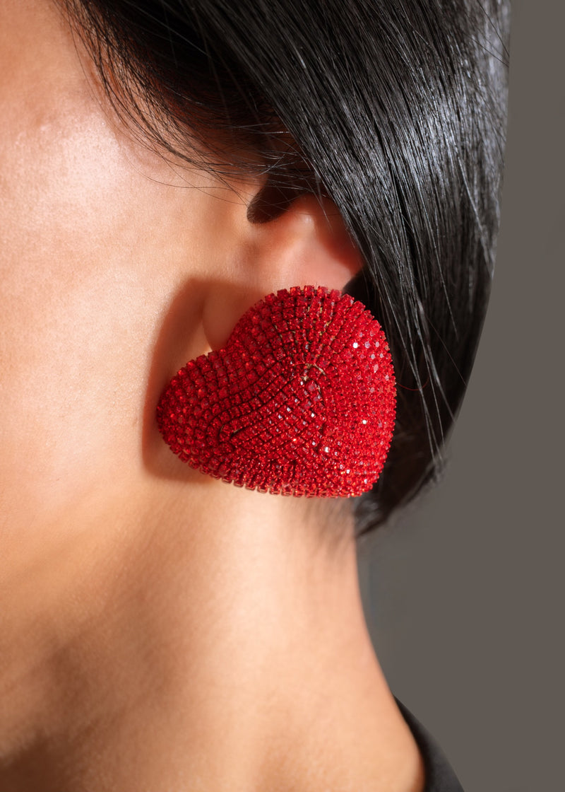 She's Love Rhinestones Earrings Red