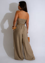 Two-piece pant set in nude color with heart design, great for relaxing moments