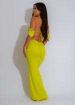 Fire & Flow Ruched Rhinestone Maxi Dress Green