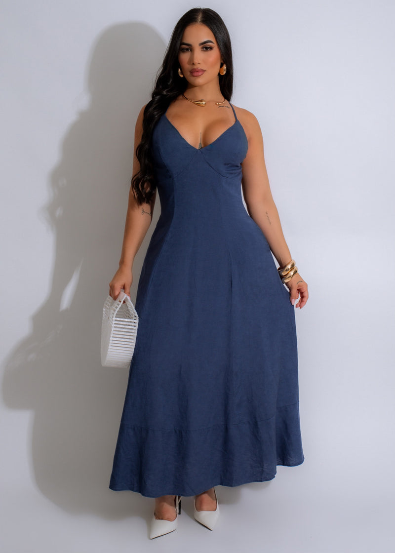 Serene Dreams Maxi Dress Blue - Flowy and elegant summer dress with a calming blue hue