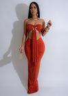 Eclipse Serpent Ruched Maxi Dress Orange, front view, flowing design, vibrant color