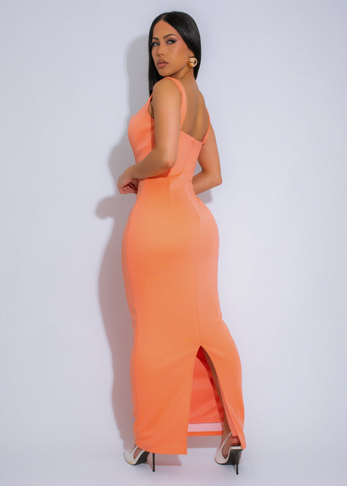 Sculpted Muse Maxi Dress Orange