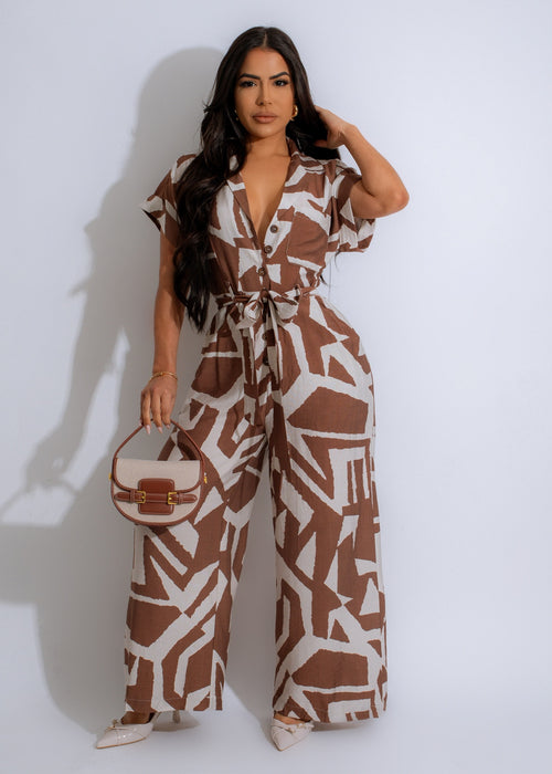 Yours To Keep Jumpsuit Brown, a stylish and comfortable one-piece outfit for women, featuring a flattering fit and trendy brown color