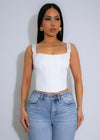 Luxe Contour Satin Crop Top White