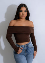 Nocturne Elegance Crop Top Brown in luxurious, deep chocolate brown shade with delicate lace trim