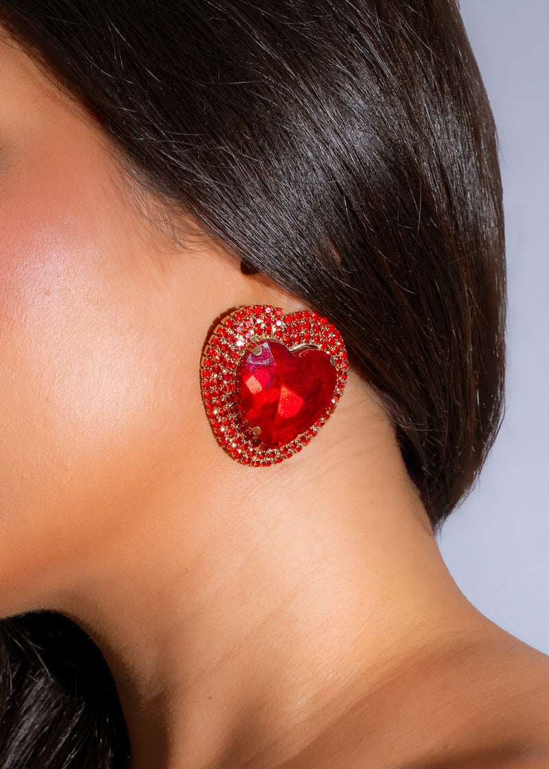 Love's Radiance Rhinestones Earrings Red