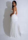  Moonlit Cascade Mesh Maxi Dress White, back view, intricate and delicate lace detail