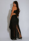 Can't Look Back Fringes Maxi Dress Black