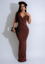 Saffron Luxe Knit Skirt Set Brown, a cozy and stylish outfit for any occasion