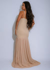 Divine Allure Knit Pearls Maxi Dress Nude