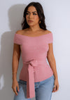 A soft and comfortable pink knit top, perfect for cozy days