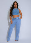 Retro Fade Ribbed Pant Set Blue