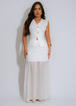 Elegance in Knit Motion Skirt Set White