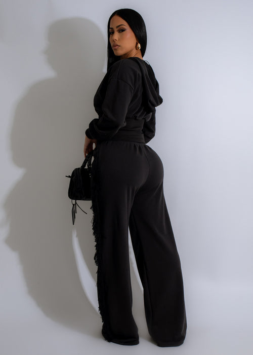 Black Nocturne Vibe Pant Set featuring a comfortable and stylish design for all-day wear