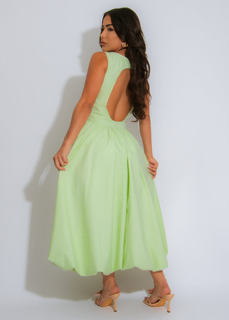 The Whispering Willow Midi Dress Green