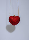 Radiant Heart Rhinestones Clutch Red