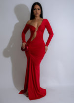 Seductive Symphony Ruched Maxi Dress Red, front view, elegant evening wear