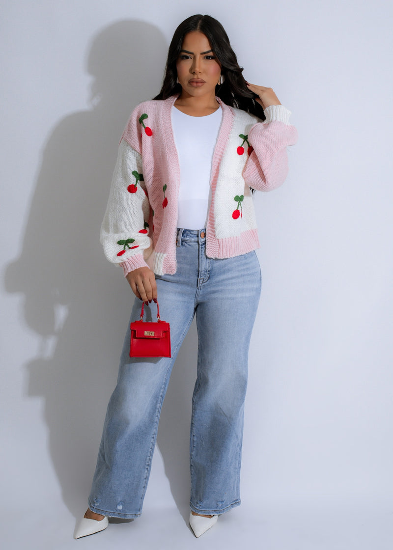 Cozy and stylish Berry Bliss knit sweater in a beautiful shade of pink