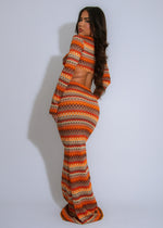 Boho Essence Knit Skirt Set Orange