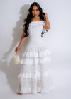 Beautiful white lace maxi dress perfect for a summer day in Greece