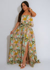 Botanical Harmony Floral Maxi Dress Green