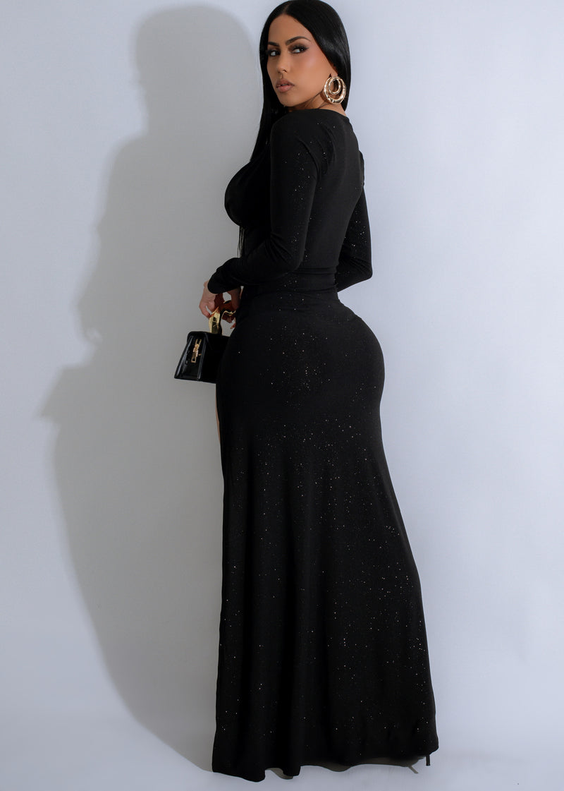 Stardust Elegance Sparkles Skirt Set Black, a stunning and glamorous outfit for any special occasion