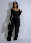 Harmony Knotted Ribbed Jumpsuit Black 