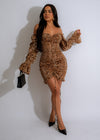 Brown mini dress with v-neck and flared skirt, perfect for casual or dressy occasions