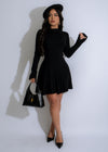 Inkstone Pleat Knit Mini Dress Black with elegant pleated design and flattering silhouette