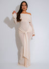 Valencia Elegance Knit Maxi Dress Nude