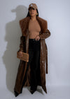 Stylish Luxe Reverie Faux Leather Coat in Brown, perfect for fall