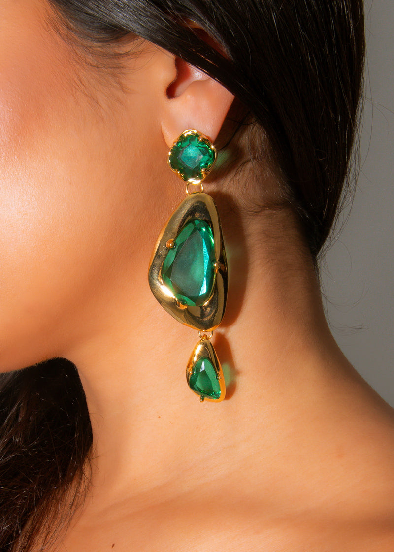 Celestial Drip Earrings Green