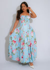 The Rosette Charm Floral Midi Dress Blue