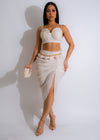 Golden Gala Skirt Set Nude in luxurious golden color with intricate details