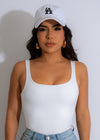 Close-up of Classic Wide-Strap Crop Top in White on a Mannequin