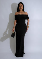 Eclipse Allure Ruched Maxi Dress Black, front view, floor-length evening gown with elegant ruched detailing and flattering silhouette