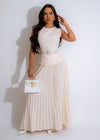 Alt text: The Breeze Ensemble Skirt Set Nude, a stylish and elegant two-piece outfit perfect for a sophisticated summer look