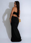 Stunning black ruched maxi dress with glamorous detailing for evening wear