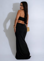 Stunning black ruched maxi dress with glamorous detailing for evening wear