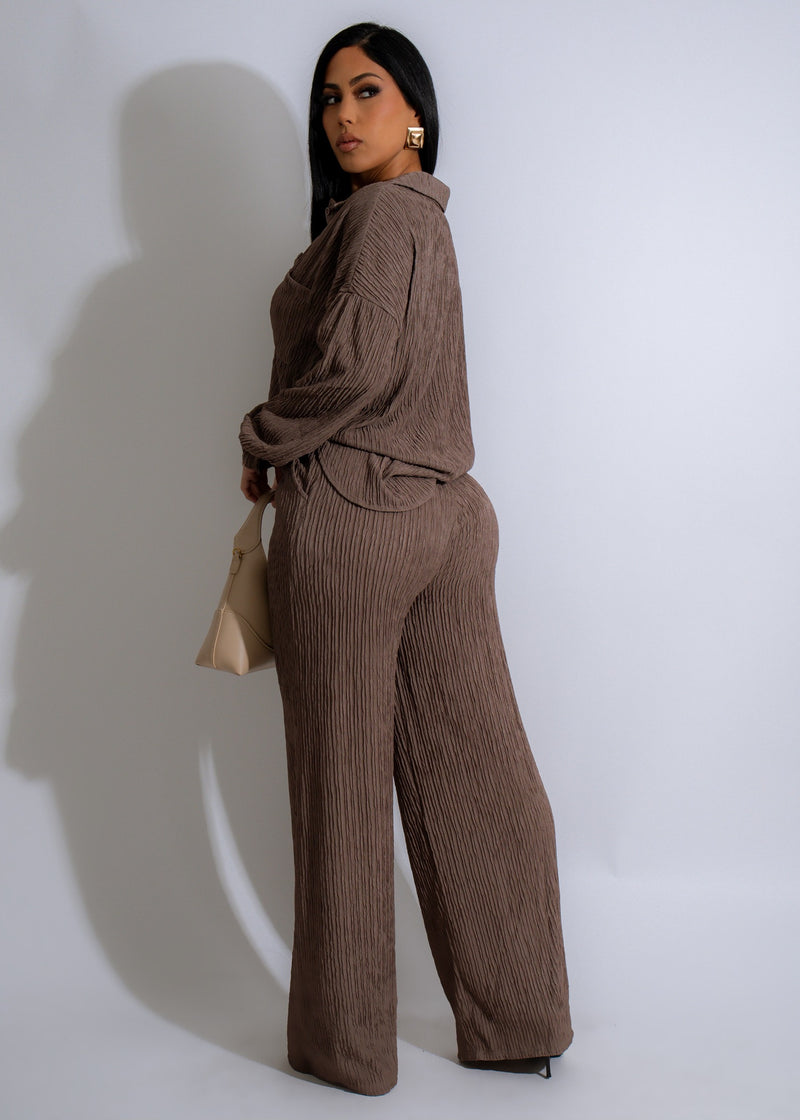 Rustic Reverie Pant Set Brown - comfortable and stylish matching lounge wear