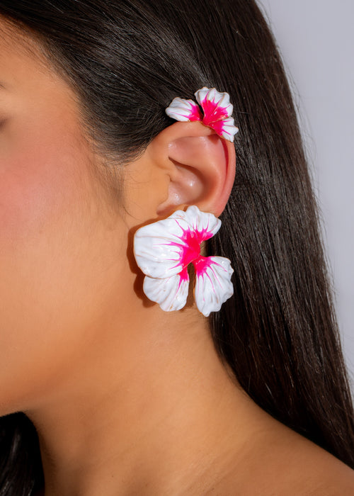 Handcrafted pink floral Petal Burst Earrings, perfect for adding a touch of elegance to your outfit